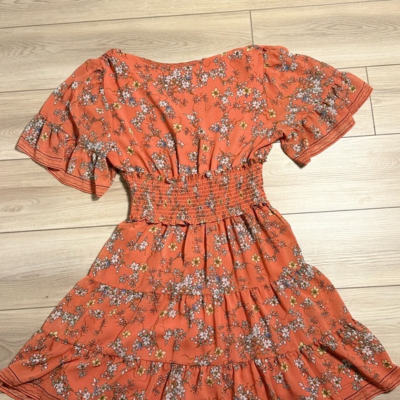 Max Studio Floral Tiered Dress XL Boho Smocked Waist - Picture 8 of 8